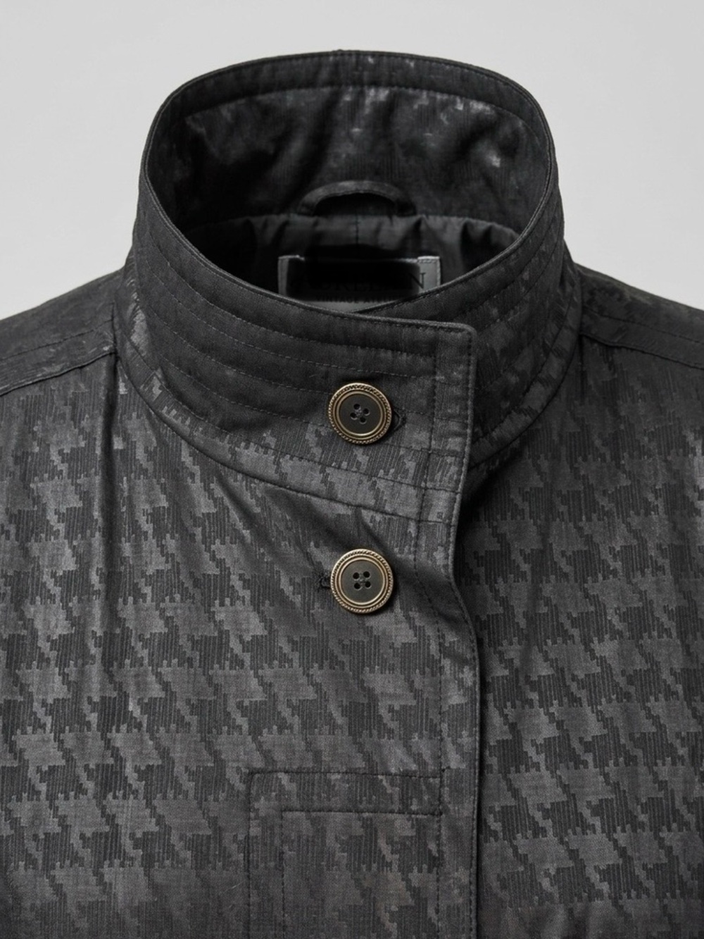 Grunge  Matrix  Funnel Neck Y2K Vintage London Fog Houndstooth Trench Gorpecore